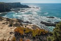 Beach with rocks in Praia do Cavaleiro in Alentejo, Portugal