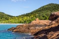 Beach rocks sea palms island Royalty Free Stock Photo