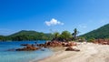 Beach rocks sea palms island Royalty Free Stock Photo