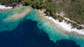 Beach rocky coast of Croatia island, Mediterranean sea national park. Yachting and sailing tourist holiday.