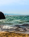 Beach with rough sea near Carloforte