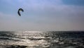 Backlight on kitesurf at dusk