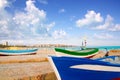 Beach of Salou with beached boats Royalty Free Stock Photo