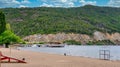 Beach at San Martin de los Andes on a cold morning Royalty Free Stock Photo