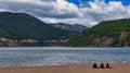 Beach at San Martin de los Andes on a cold morning Royalty Free Stock Photo