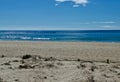 Beach with sand, dunes, plants and blue ocean