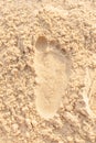 Beach sand footprint ocean coast sea. Close-up