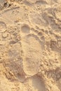 Beach sand footprint ocean coast sea. Close-up Royalty Free Stock Photo