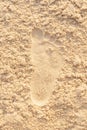 Beach sand footprint ocean coast sea. Close-up Royalty Free Stock Photo