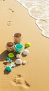 Beach Sand Toys Footprints Summer Fun Royalty Free Stock Photo