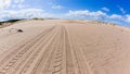 Beach Sand Tractor Tyre Tracks Dunes Landscape Royalty Free Stock Photo