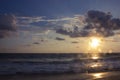 Beach sand water sea ocean sri lanka sunset clouds sky sun evening Royalty Free Stock Photo