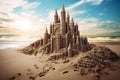 Beach sandcastle. Generate Ai Royalty Free Stock Photo