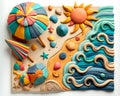 Beach Scene Cake with Fondant Decorations