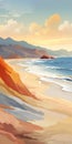 Vibrant Impasto Beach Painting With Textured Detail And Warm Color Palettes