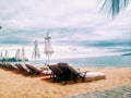 Beach scene with chairs Royalty Free Stock Photo