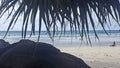 Beach Scene - Coolangatta Beach from the shade of the Rocks, Qld  Australia Royalty Free Stock Photo