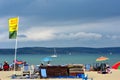 Beach scene with deckchair hire Royalty Free Stock Photo