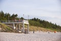 Beach Scene with Lookout Platform on Polish Coast - Grzybowo Poland Royalty Free Stock Photo