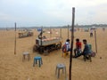 Beach scene Marina beach Chennai India.