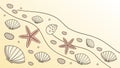 Beach Scene with Seashells and Starfish Vector, vector design Generative AI Royalty Free Stock Photo
