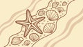 Beach Scene with Starfish and Seashells, vector design Generative AI Royalty Free Stock Photo