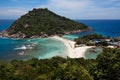 Beach sea aerial maldives. Magnificent top view of Nanyuan Koh Tao