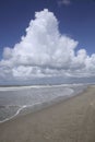 Beach, sea, clouds and a blue sky, The Netherlands Royalty Free Stock Photo