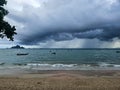 Beach sea rain cloud krabi Royalty Free Stock Photo