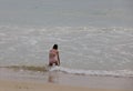 Beach and sea in rainy day