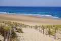 Beach sea with sand dunes and sandy fence access on atlantic ocean in gironde France southwest Royalty Free Stock Photo