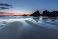 Beach Silhouettes, Bedruthan Steps, Cornwall Royalty Free Stock Photo