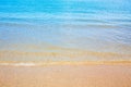 The beach and sea surface with Deep Blue sea clear sky clouds. Landscape with Ocean small waves water reflection copy space for Royalty Free Stock Photo