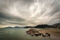 Beach and Sea of the Town of Lerici in Winter - Gulf of La Spezia Liguria Italy Royalty Free Stock Photo