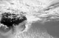 Beach sea and water fun. Child swim and dive underwater in the swimming pool. Royalty Free Stock Photo