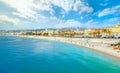 Beach and seafront in Nice. Cote D`Azur, France