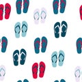 Beach Seamless Background with Flip Flops Vector Royalty Free Stock Photo