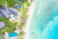 Beach Seychelles island luxury vacation swimming pool sea symbolic photo drone view aerial photo