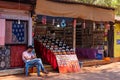 Beach shacks and vendors providing services and goods to tourists at Agonda Beach in Go