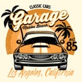 Beach shirt design of classic american muscle car