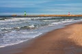 Beach on shore of the Baltic Sea in Warnemuende, Germany