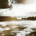 Beach Shore Coastline Storm Wave Concept Royalty Free Stock Photo