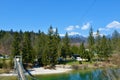 Beach at the shore of Sava river next to Fux bridge near Radovljica, Slovenia