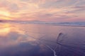 Beach shore on summer at sunset