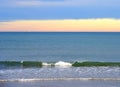 Beach shore. Waves at sea. Waves at sea during storm and wind.