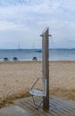 Beach shower on sandy beach in the sunny day at summer Royalty Free Stock Photo