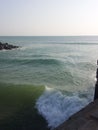 Beach side view in Gujarat India, Beach in india, Tides touching the beach Royalty Free Stock Photo