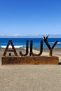 Beach sign - Playa de los Muertos in Ajuy, Fuerteventura, Canary Islands, Spain