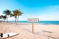 Beach sign for surfing area. Royalty Free Stock Photo