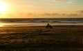 Beach in silhouette at sunset Royalty Free Stock Photo